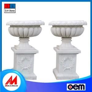 Made in China Natural Stone Flower Pots Marble Carved Flower Pots