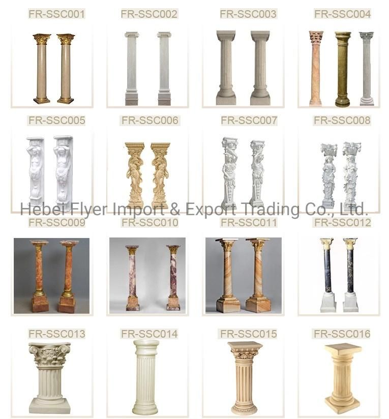 Natural Green Marble Stone House Pillars Hand Carving Marble Roman Columns for Building Construction