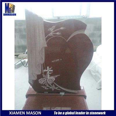 Heart Design Red Granite Tombstones for Wholesale