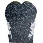 European Flower Inlay Carving Sandblasting Design Black Granite Tombstone