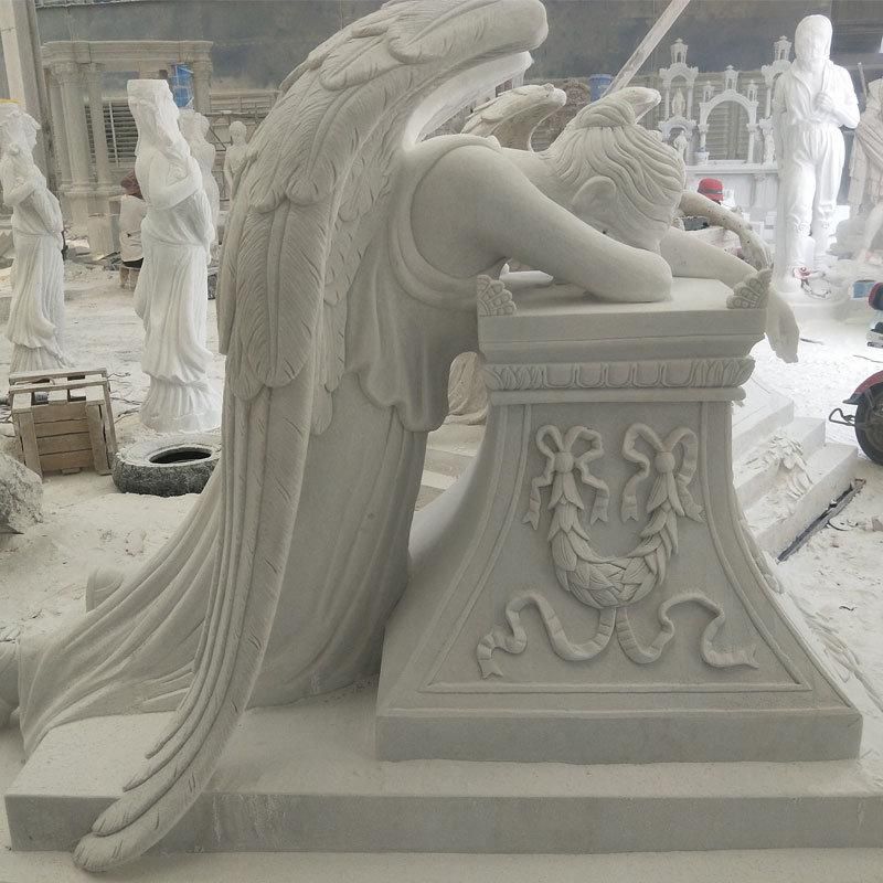 Memorial Hand Carved Stone Graveyard Ornament Granite Headstone Monument Marble Praying Angel Statue Tombstone