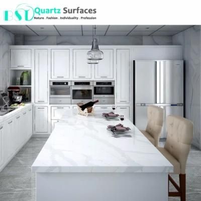 Light Grey Veins Calacatta White Quartz Stone for Decoration Wall