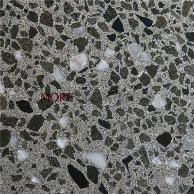 Engineered Stone Bathroom Wall Decor Light Grey Terrazzo Slab