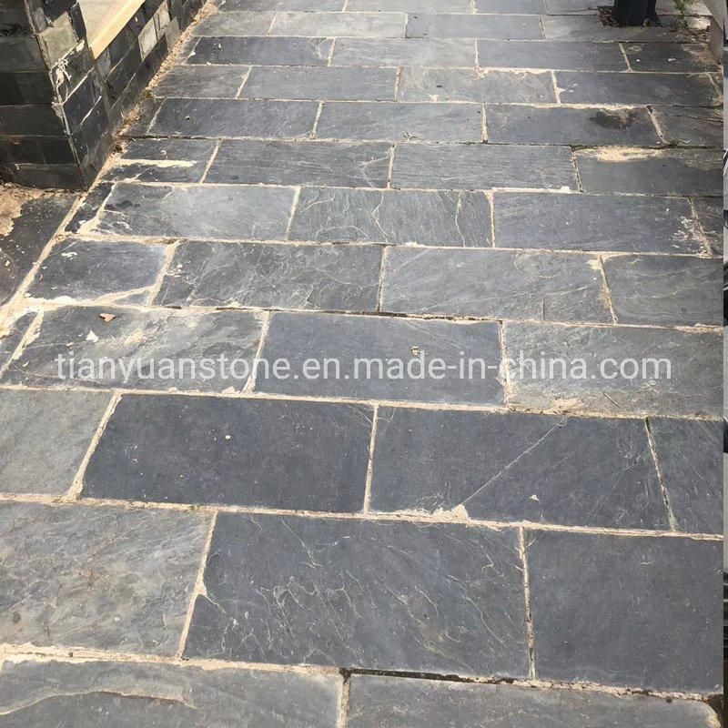 Riven Black Slate Driveway Paving Stone, Patio Cobble Stone