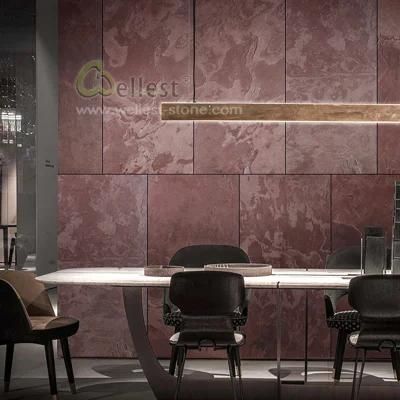 New Material Hot Red Flexible and Ultra Thin Stone Veneer Stone Panel for Wall Cladding