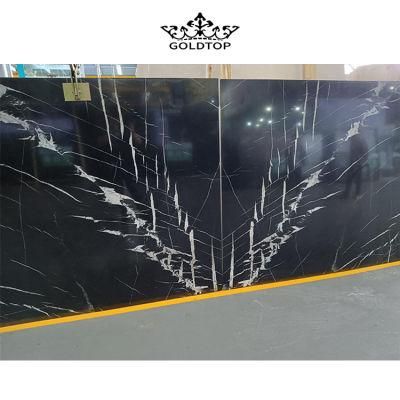 Book Match Chinese Natural Stone Tile Polished Black Marquina Nero Marble Slab