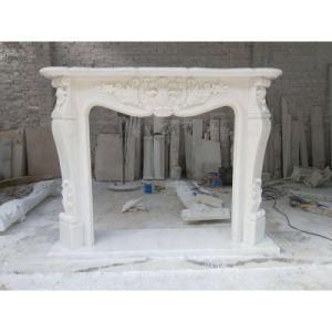 Grade Hand Carved Bianco Carrara White Marble Fireplace Surround Marble Mantel