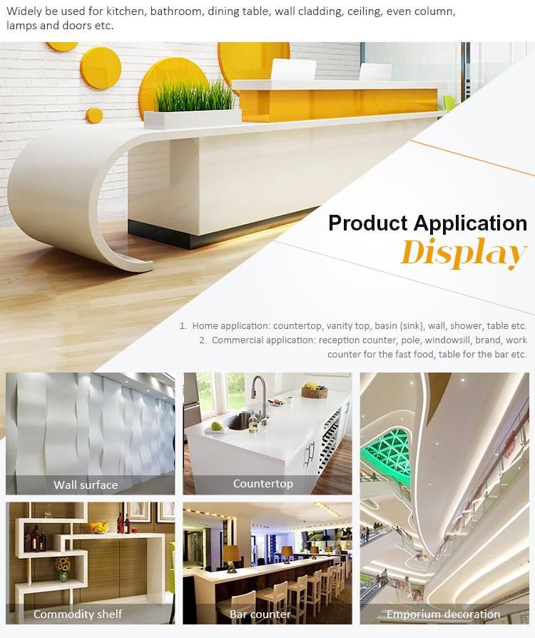 Kkr 12mm 15mm 20mm Acrylic Solid Surface Stone Sheet Supplier Reception Counter Top