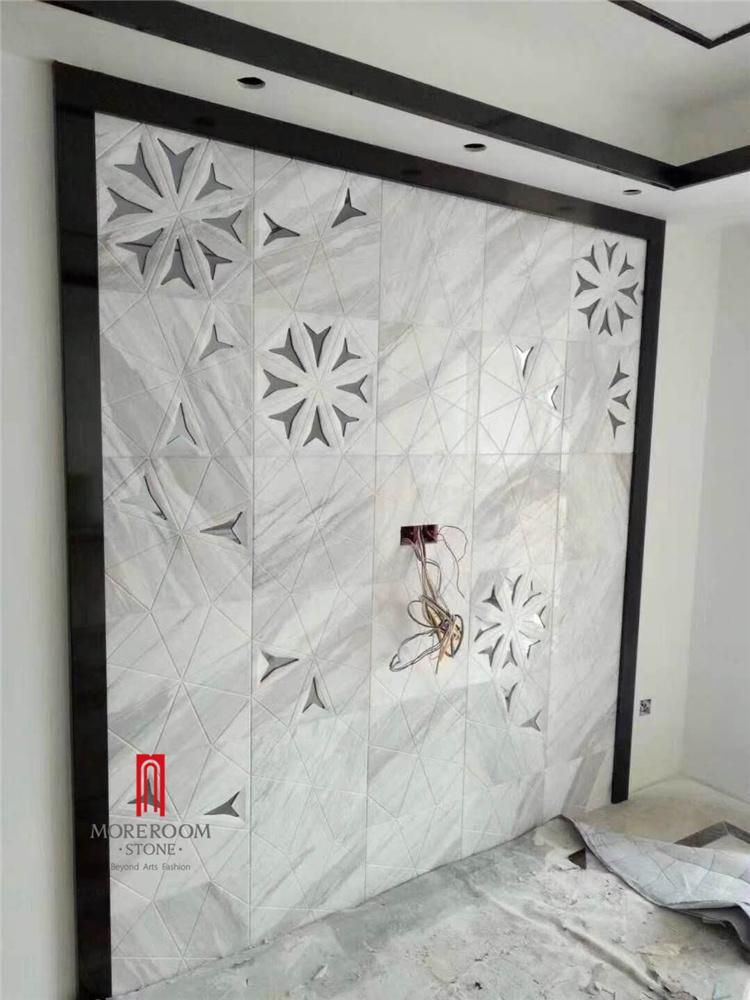 Yunfu Wholesale Grey Marble Veins Symmetry Marble Slab for Wall Decor CNC
