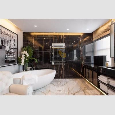 Engineered Saint Laurent Gold Marble for Bathroom Decoration/Round Coffee Table/Staircase/Tabletop