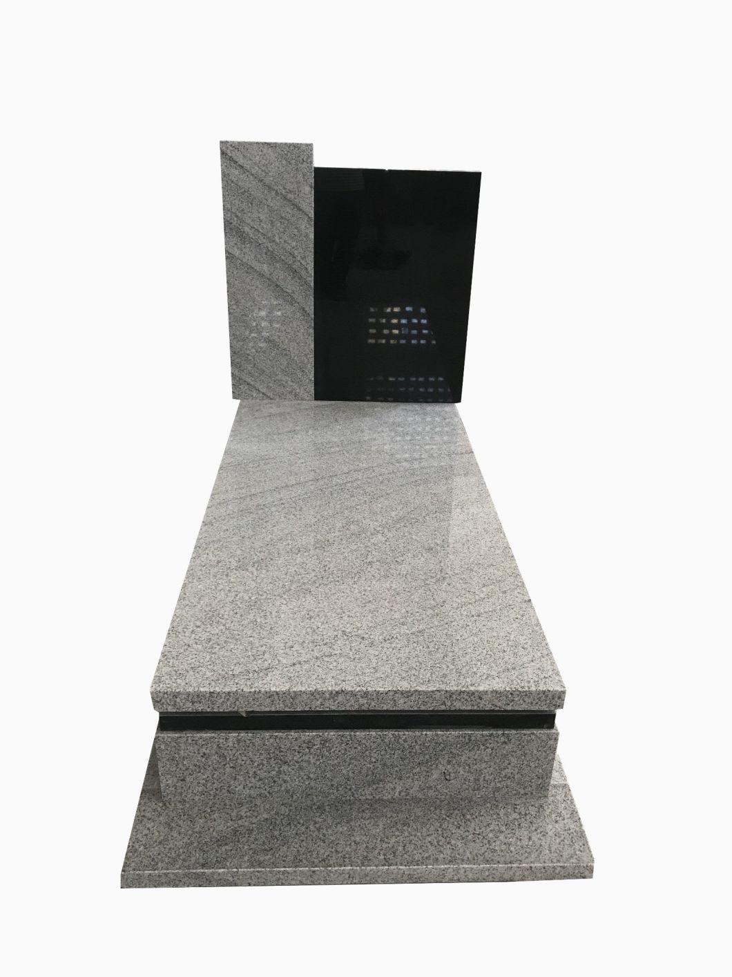 China Ash Grey Granite Memorial Tombstone with Headstones