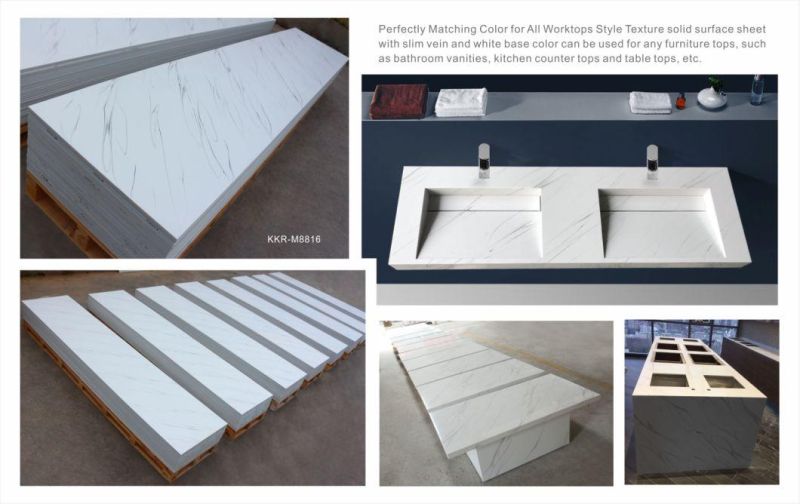 Artificial Marble Building Materials Sand Blasted Surface Surface for Top Corian Vanity Top Pure Acrylic Solid Surface