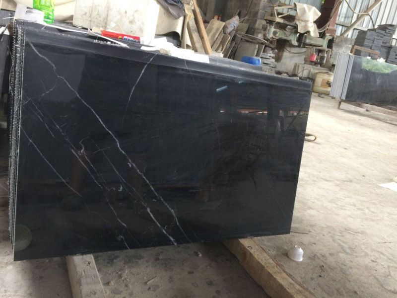 High Quality Nero Marquina Black Marble Tiles, Marble Slabs