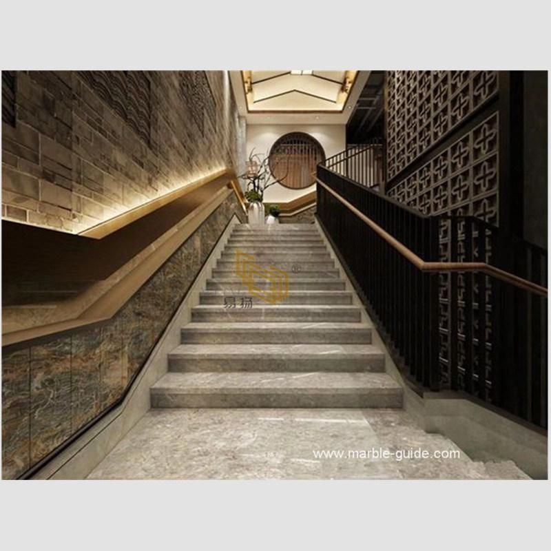 Polished Natural Dora Ash Cloud Grey Marble Tile for Staircase/Bathroom Set/Floors