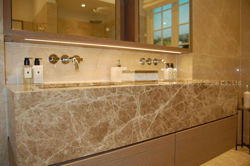 Light Emperador Marble Vanity Top with Sink
