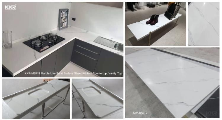 Natural Stone Cultured Marble Bathroom Solid Surface 43 Inch Vanity Top with Undermount Sink
