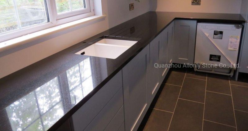 Leather Finish Angola Black Granite Countertops for Bathroom and Kitchen Design
