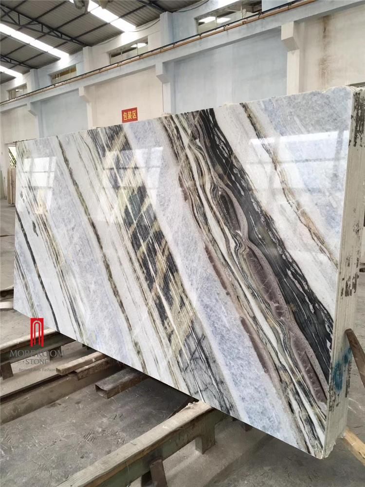 Xiamen Cut Into Size Cross Veins Marble Bookmatch Slab Quartzite Slabs