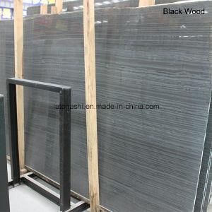 Bookmatch Polished Black Wood Grain Marble for Floors/Bathroom Tiles