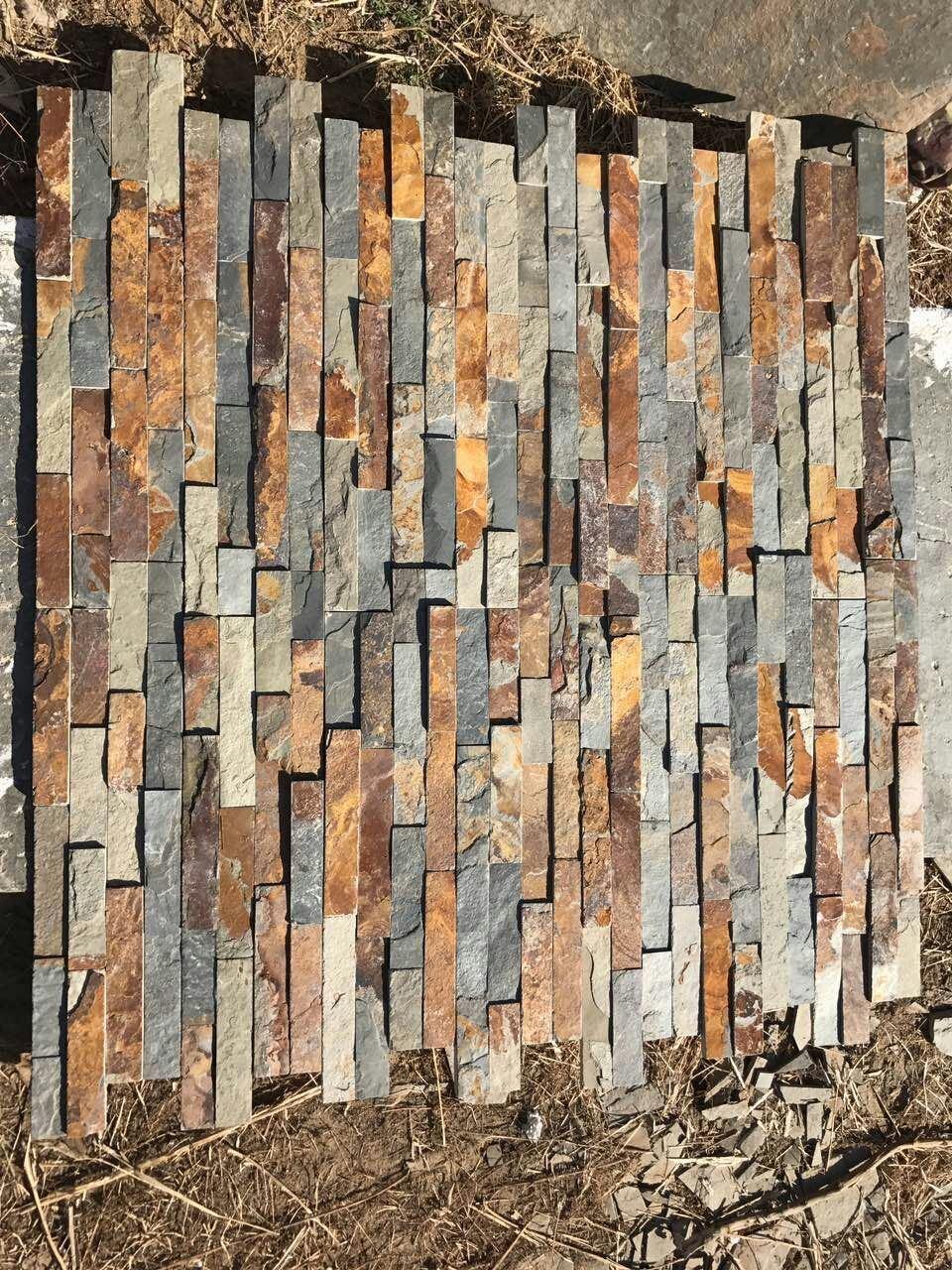 Split Surface Rusty Slate Natural Thin Stone Veneer Panels Sheets for Exterior Wall Decoration