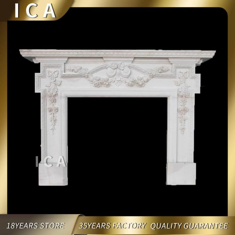 White Marble Fireplace for Home Decoration