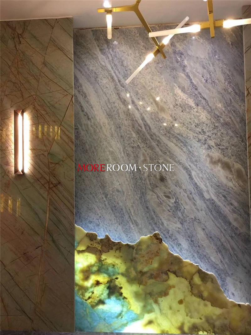 Hot Sale Star Hotel Apartments Choices Blue Ice Crystal Jade Marble Stone for Wall Floor Countertops