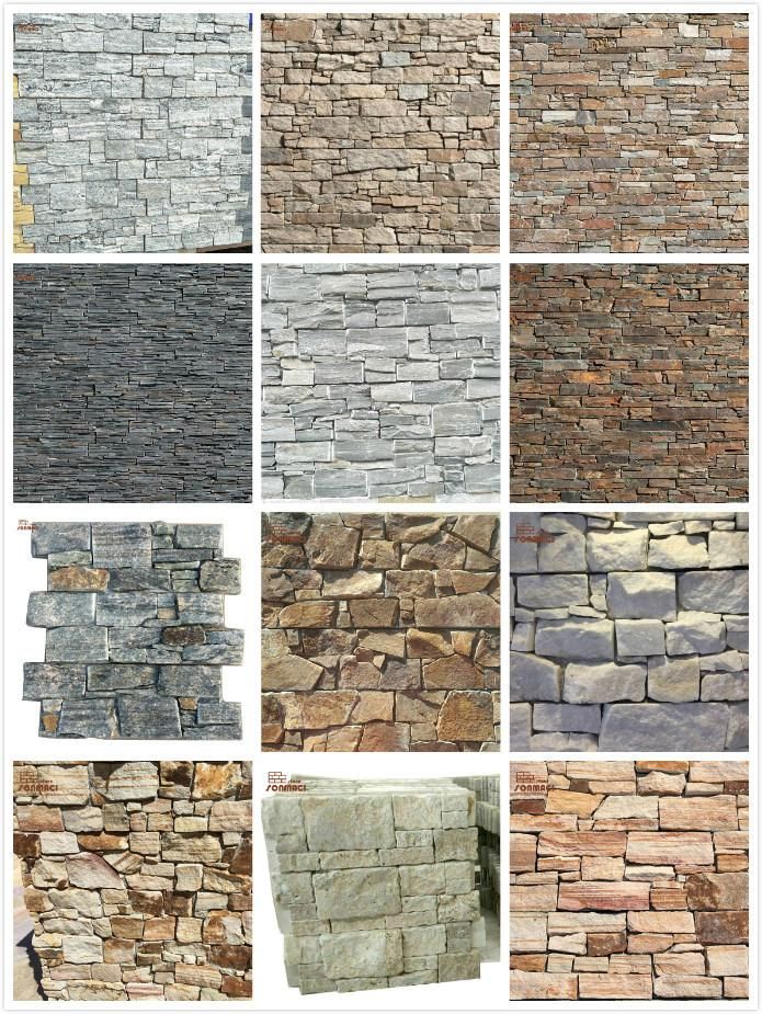 Natural Exterior Cement Cultured Stone Slate Wall Cladding Panel for Retail