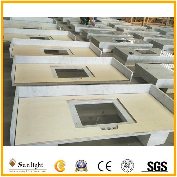 Customize Natural Italy Carrara White Marble Vanity Top for Bathroom