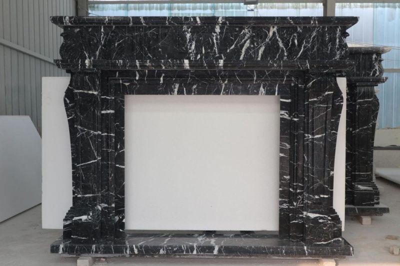 Best Ideas Decoration Nero Marquina Black and White Marble Fireplace Mantel Surround