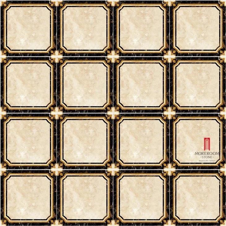 Living Room Cream Marfil and Portopo Real Marble Floor Tile