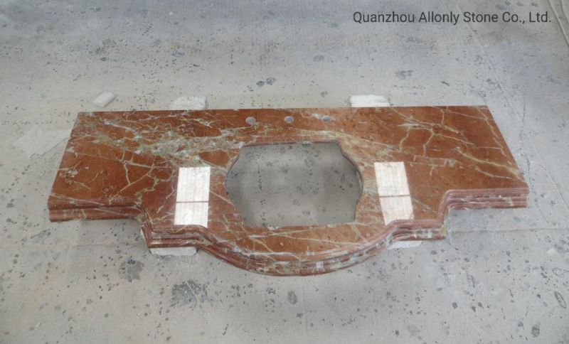 Red Stone Rosso Levanto Marble Vanity Top Bathroom with Backpanel
