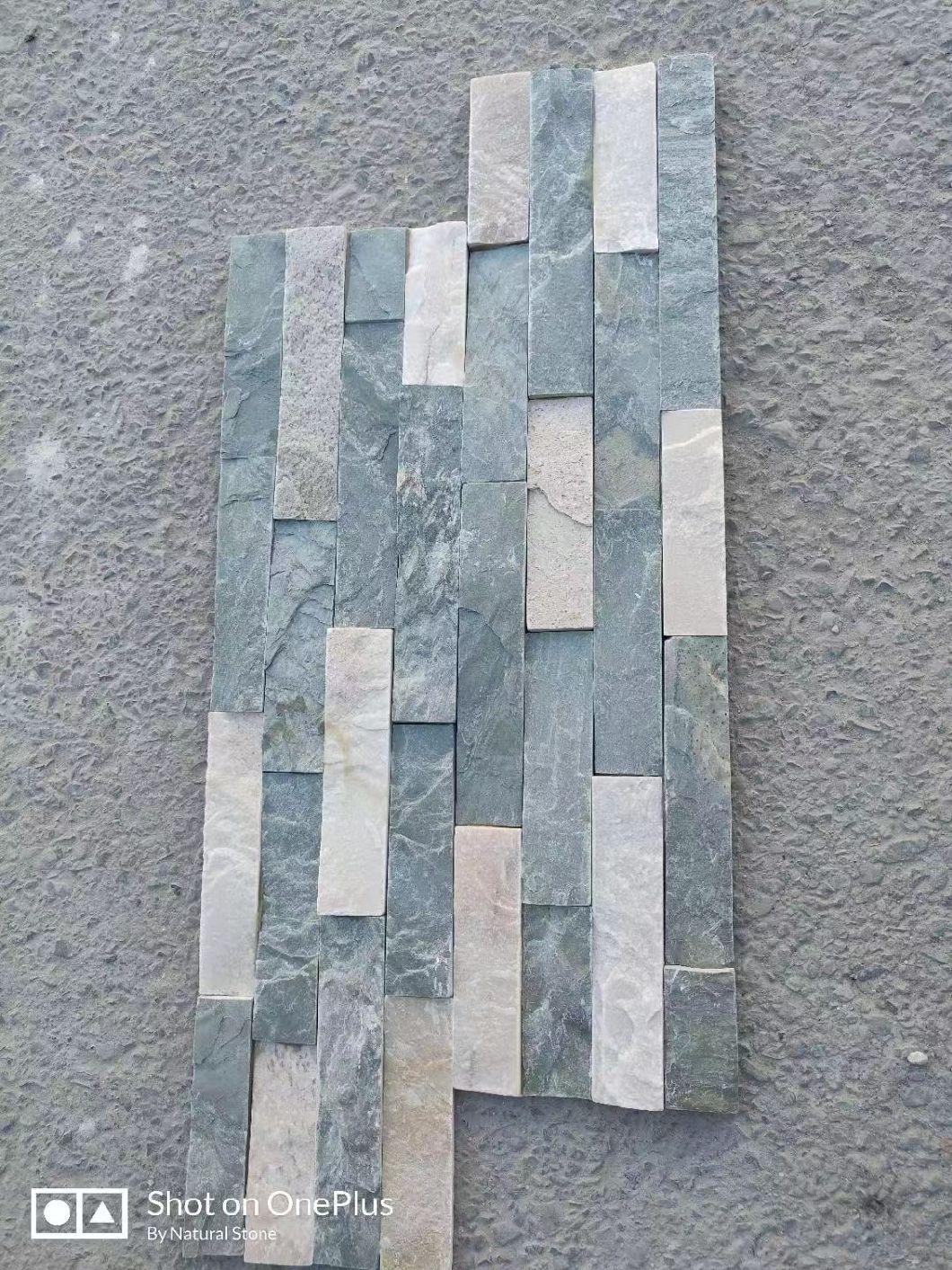 Factory Exterior Green and White Slate Culture Stone Veneer Wall Cladding for Outdoor Decoration