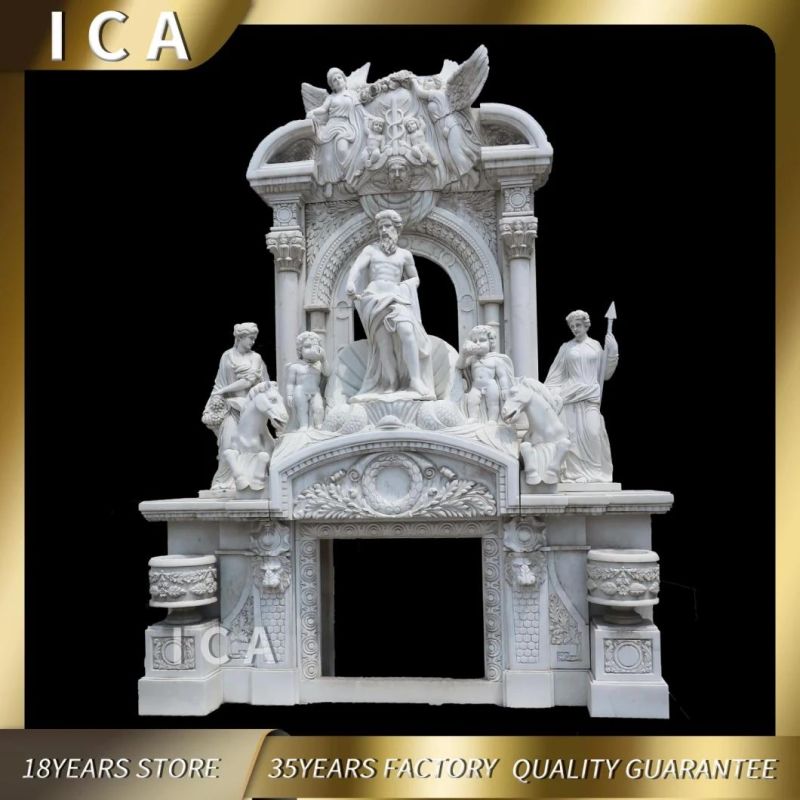 Decorative Free Standing Modern White Marble Fireplace