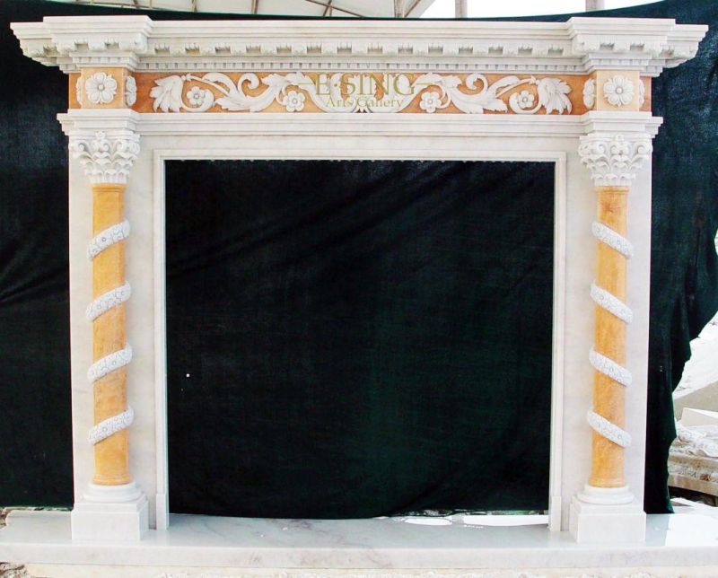 Hand Carved Natural Stone Life Size Marble Fireplace Mantel