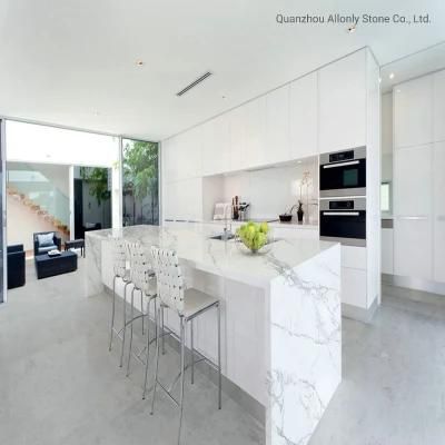 Wholesale Customized Kitchen Waterfall Island Calacatta White Countertop