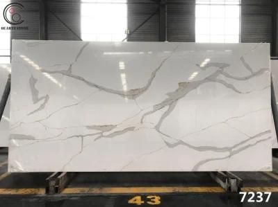 White Artificial Quartz Stone Slab of Calacatta with Beautiful Veins