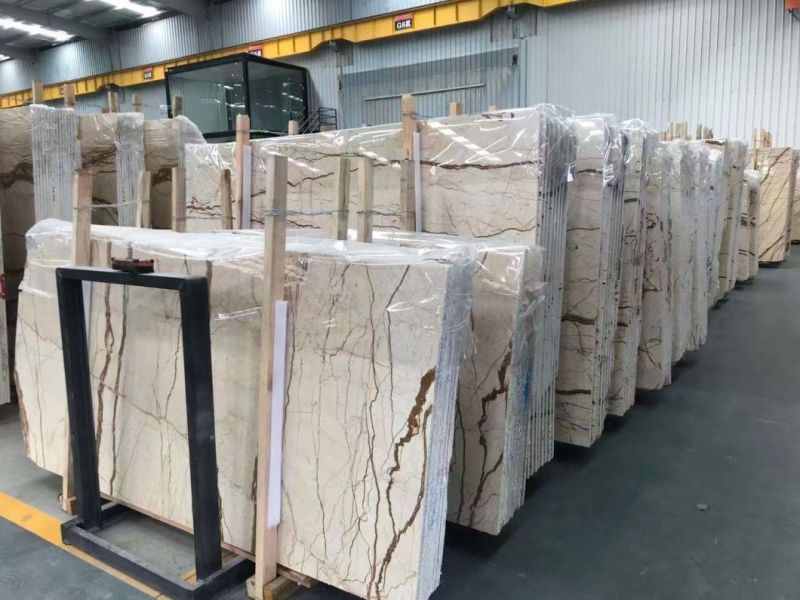 Natural Beige Stone Sofitel Gold Marble Slab for Floors and Wall Tiles