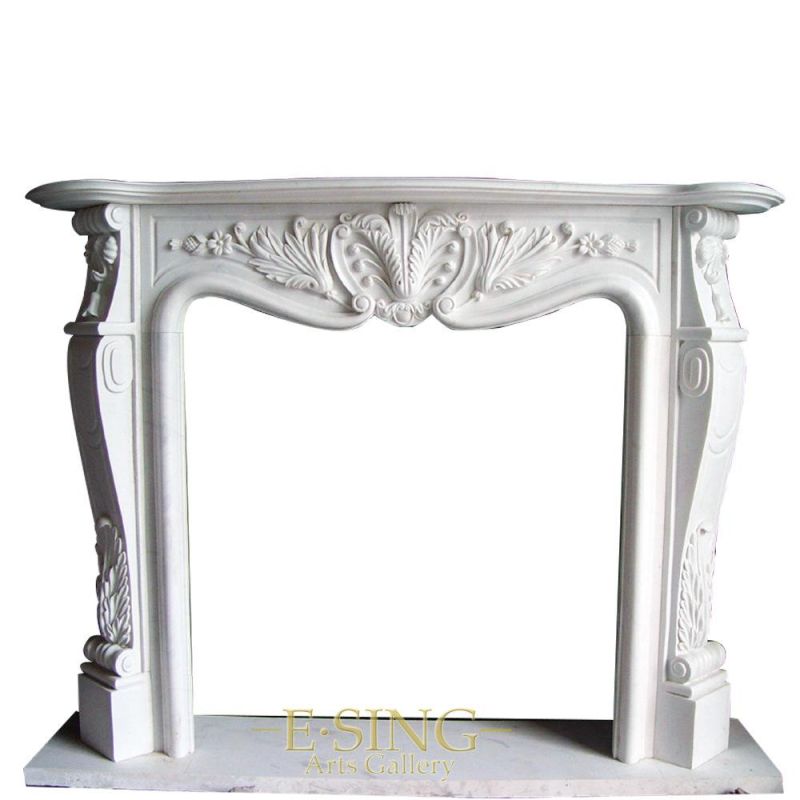 Hand Carved Indoor Usage Natural Marble Stone Fireplace