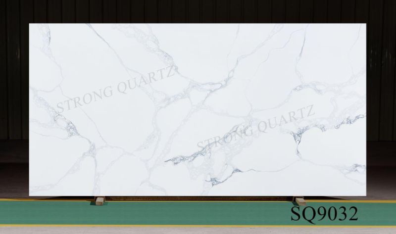 Guang Dong China Carrara/Calacatta White Artificial /Engineered Quartz Stone Slab