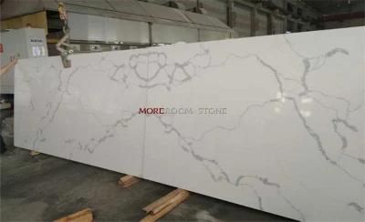 Hot Sale Bookmatched Calacatta White Artificial Stone Quartz Stone Kitchen Countertop