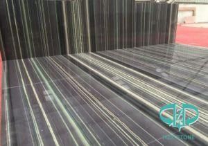 Polished Black Gold Line Marble Slabs for Indoor Decoration