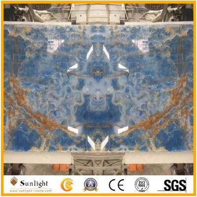 Natural Translucent Blue Onyx Slab for Floor/Wall/Tops/Background