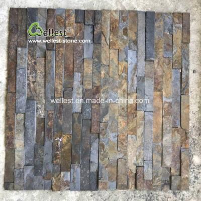Natural Rustic Slate Cultured Stone Exterior Wall Tile, Rusty Slate Wall Covering Tile, Slate Wall Cladding Decor Tiles