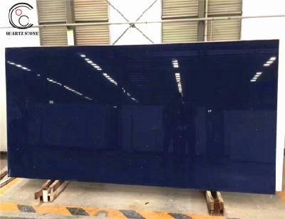 Basic Color Crystal Blue Sparkle Mirror Artificial Quartz Stone with Ce Certification