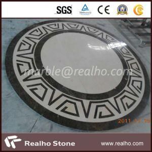 Round Cream Marfil / Dark Emperador Marble Medallion for Flooring Tile