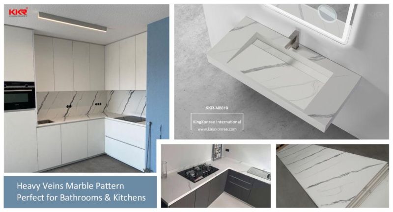 6mm Corian Korean Acrylic Solid Surface Slabs Bianco Polished Carrara White Marble for Slabs and Top