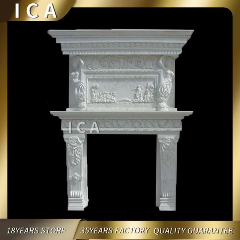 Home Decoration Natural White Marble Lady Statue Head Fireplace Mantel