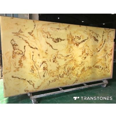 Yellow Onyx Stone Slab Solid Surface Translucent Wall Cladding for Interior Decor