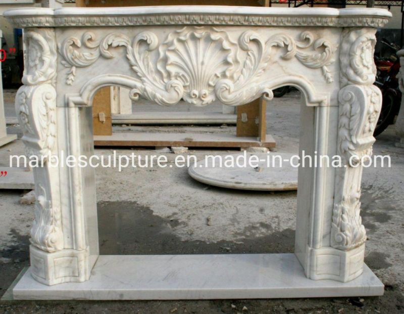 Cheap Popular Insert Marble Fireplace Carved Flowers (SYMF-139)