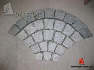 G654 + G603 Top Flamed Fan Shape Granite Paving Cobbstone